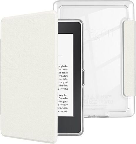 MOROCK Case for 6" Kindle Paperwhite 5th/6th/7th Generation 2012-2017 Released(Model No. EY21 & DP75SDI), Premium Lightweight PU Leather and PC Clear Acrylic Back Cover, Auto Wake/Sleep, Oat Coffee in Kuwait