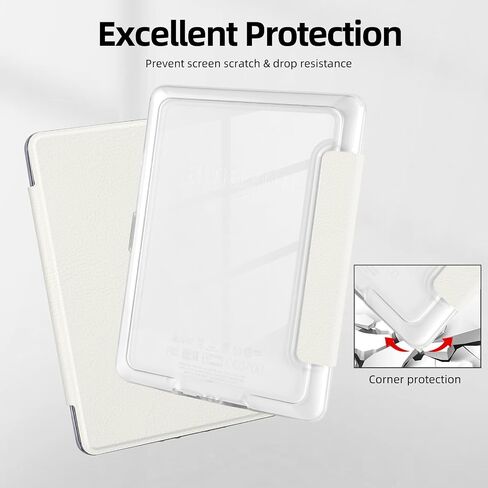 MOROCK Case for 6" Kindle Paperwhite 5th/6th/7th Generation 2012-2017 Released(Model No. EY21 & DP75SDI), Premium Lightweight PU Leather and PC Clear Acrylic Back Cover, Auto Wake/Sleep, Oat Coffee in Kuwait