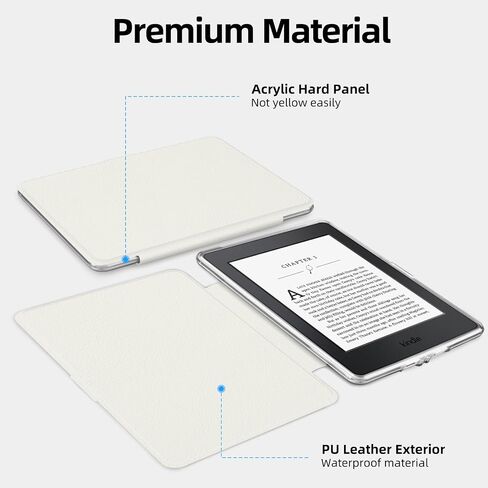 MOROCK Case for 6" Kindle Paperwhite 5th/6th/7th Generation 2012-2017 Released(Model No. EY21 & DP75SDI), Premium Lightweight PU Leather and PC Clear Acrylic Back Cover, Auto Wake/Sleep, Oat Coffee in Kuwait