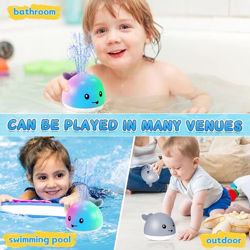 ZHENDUO Baby Bath Toys, Whale Automatic Spray Water Bath Toy, Induction Sprinkler Bathtub Shower Toys for Toddlers Kids Boys Girls, Pool Toy for Baby (Grey Whale) in Saudi Arabia