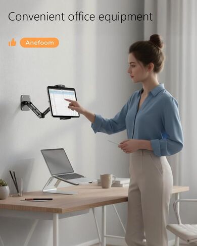 حامل جداري لجهاز iPad، حامل تثبيت على الحائط للكمبيوتر اللوحي قابل للتمديد من الألومنيوم مع قاعدة دوارة قابلة للتعديل 360 درجة قابلة للطي لجهاز iPad Pro Air Mini، Galaxy Tab/Kindle، جميع الهواتف والأجهزة اللوحية مقاس 4.7-13 بوصة in Saudi Arabia
