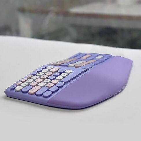 Lomiluskr Wired Ergonomic Keyboard with PU Wrist Rest, Carpal Tunnel Keyboard, Colorful Split Ergo Design, Comfortable Natural Typing, Compatible with PC/Laptop (Purple) in Saudi Arabia