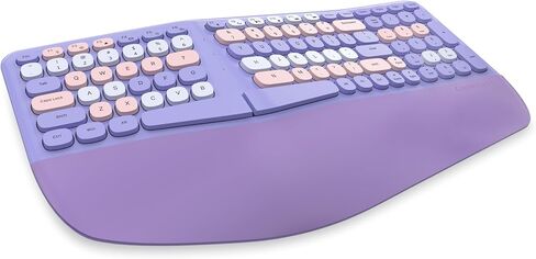 Lomiluskr Wired Ergonomic Keyboard with PU Wrist Rest, Carpal Tunnel Keyboard, Colorful Split Ergo Design, Comfortable Natural Typing, Compatible with PC/Laptop (Purple) in Saudi Arabia