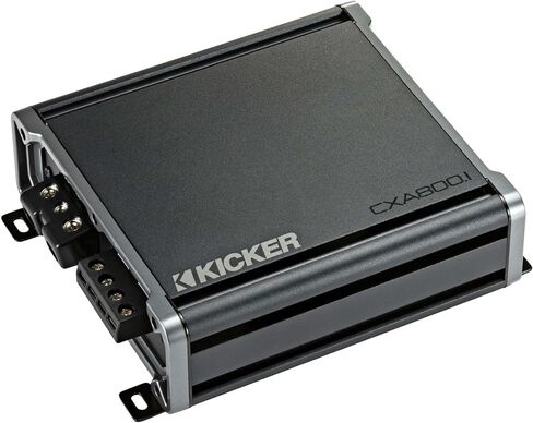 Kicker 46CXA8001 800W CX Series Mono Class D Subwoofer Amplifier + SoundBox T4AW-R 4 Gauge Amp Kit Bundle - One-Ohm Stable، Variable 12dB Crossover، KickEQ Bass Boost، مجموعة تثبيت 4500 واط in Saudi Arabia