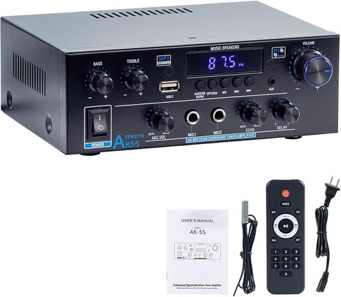 AK35 Bluetooth 5.0 Stereo Amplifier, 2.0 Channel Mini Audio Receiver, 30Wx2 Home HiFi Audio Amp with Bass/Treble Control for Home Theater, TV, Speakers, Car in Saudi Arabia