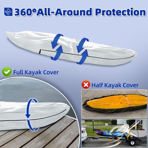 UPF 50+ Kayak Cover, Dustproof Canoe Cover for Outdoor Storage, 420D Waterproof Kayak Cover for Fishing Boat, Gray (Silver, 10ft) in Saudi Arabia
