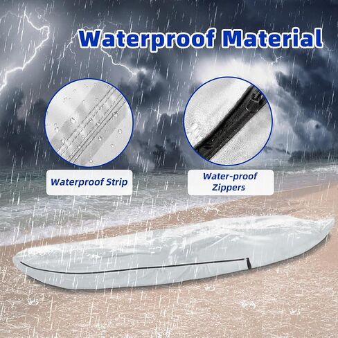 UPF 50+ Kayak Cover, Dustproof Canoe Cover for Outdoor Storage, 420D Waterproof Kayak Cover for Fishing Boat, Gray (Silver, 10ft) in Saudi Arabia