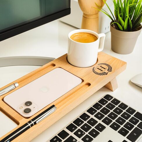 Personalized Wooden Phone Stand, Custom Office Desk Organizer, Laptop Stand for Desk, Office Desk Storage Trays, Office Desktop Accessories in Saudi Arabia