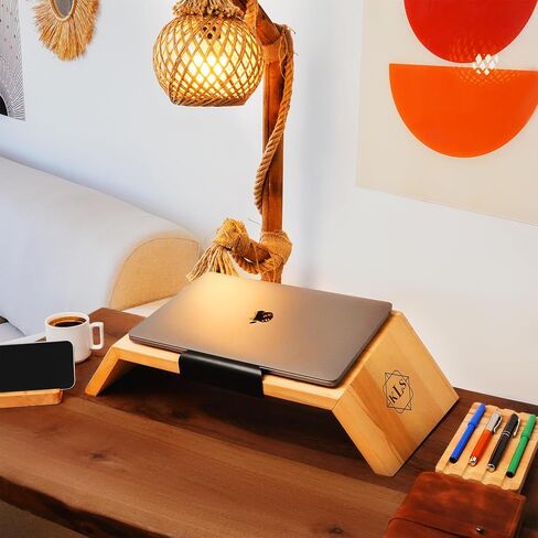 Personalized Wooden Phone Stand, Custom Office Desk Organizer, Laptop Stand for Desk, Office Desk Storage Trays, Office Desktop Accessories in Saudi Arabia