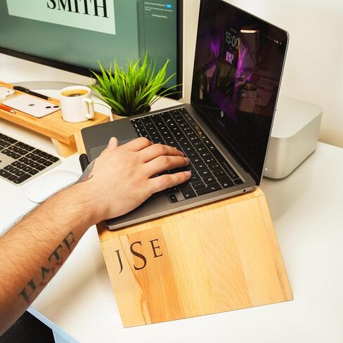 Personalized Wooden Phone Stand, Custom Office Desk Organizer, Laptop Stand for Desk, Office Desk Storage Trays, Office Desktop Accessories in Saudi Arabia