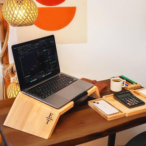 Personalized Wooden Phone Stand, Custom Office Desk Organizer, Laptop Stand for Desk, Office Desk Storage Trays, Office Desktop Accessories in Saudi Arabia