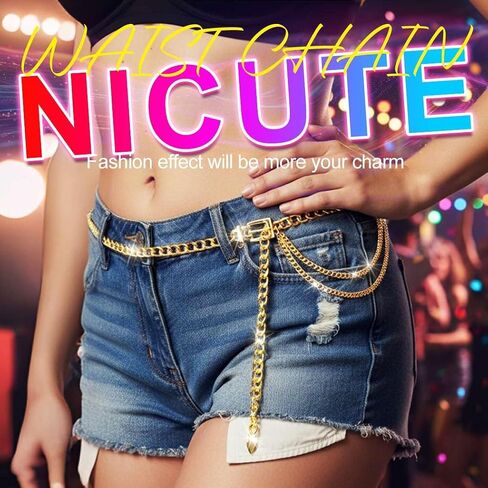 Nicute Silver Waist Chain Metal Chain Belts Chunky Dress Belt Accessories for Women in Saudi Arabia