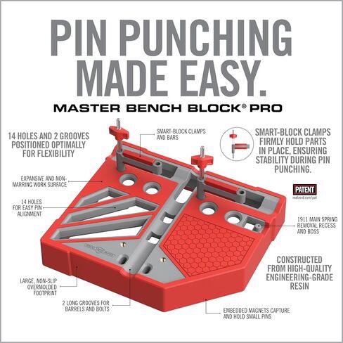 Real Avid Master Bench Block Pro - كتلة دروع غير قابلة للتشوه مع 14 فتحة وأخاديد ومشابك ذكية، منصة آمنة لتفكيك التجميع الدقيق ومحاذاة الدبوس مع مشبك الدبوس المغناطيسي in Saudi Arabia