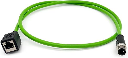 3.28Ft M12 4Pin Male D Code إلى RJ45 Female Cat5e Ethernet Cable، مجموعة الكابلات الصناعية المحمية PVC، 4A، 250V، AWG24، للكاميرا الصناعية وأنظمة التشغيل الآلي (1M) in Kuwait