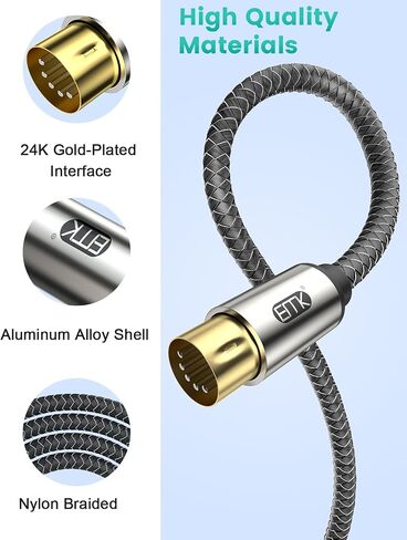 5-Pin DIN MIDI Extension Cable - Male to Female Adapter for Keyboard, Synthesizer, Piano & Guitar - 1M Audio Connector in Saudi Arabia