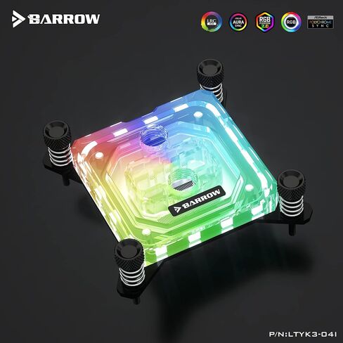 كتلة مياه Barrow LTYK3-04I لوحدة المعالجة المركزية Intel i3 i5 i7 i9 LGA 1700 1200 1156 1155 1151 1150 كتلة مائية نحاسية مع LRC 2.0 5v 3Pin aRGB LED ومحول (أسود) in Kuwait