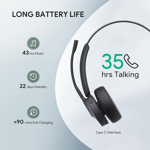 Yealink BH70 Mono UC متوافق مع حامل الشحن، سماعة بلوتوث لاسلكية مع ميكروفون للعمل، عمر بطارية يصل إلى 35 ساعة، سماعات إلغاء الضوضاء 3 ميكروفون للكمبيوتر in Saudi Arabia
