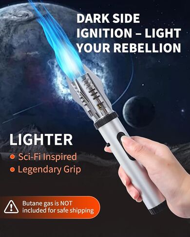 ولاعة شعلة، ولاعة بوتان مقاومة للرياح مع قفل أمان ولهب أحمر/أزرق قابل للتعديل، ولاعة قابلة لإعادة الملء للتخييم والشموع والشواء ومواقد الشواء والمطبخ، هدية (غاز البوتان غير متضمن) in Kuwait