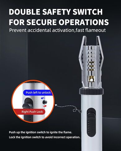 ولاعة شعلة، ولاعة بوتان مقاومة للرياح مع قفل أمان ولهب أحمر/أزرق قابل للتعديل، ولاعة قابلة لإعادة الملء للتخييم والشموع والشواء ومواقد الشواء والمطبخ، هدية (غاز البوتان غير متضمن) in Kuwait