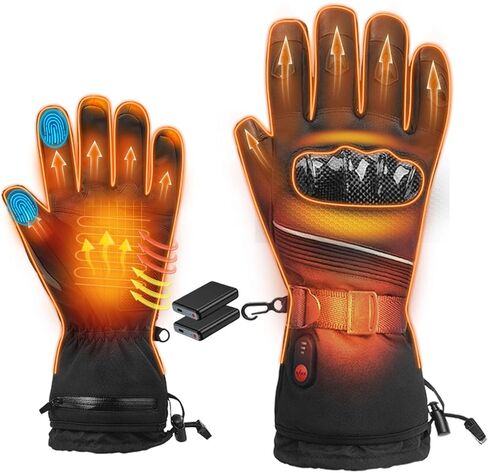 Heated Gloves, 5V 5000mAh Rechargeable Battery, Men Women, Upgraded Waterproof Windproof Non-Slip & Touchscreen Compatible, for Motorcycle Riding, Skiing, Hiking, Fishing, Hunting in Saudi Arabia