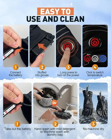 Heated Gloves for Men Women, Rechargeable Battery Heated Gloves with Touchscreen for Hunting Camping Skiing in Saudi Arabia