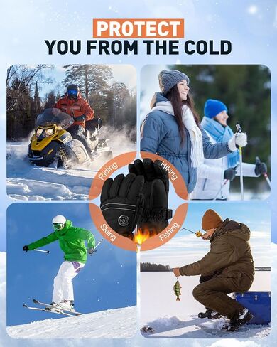 Heated Gloves for Men Women, Rechargeable Battery Heated Gloves with Touchscreen for Hunting Camping Skiing in Saudi Arabia