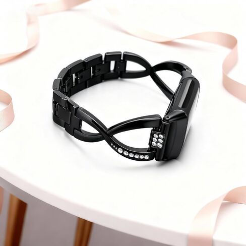 Dressy Bling Bands Compatible with Fitbit Charge 6/5 Women Stainless Steel Replacement Wristbands in Saudi Arabia