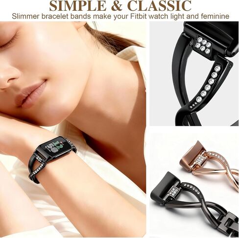Dressy Bling Bands Compatible with Fitbit Charge 6/5 Women Stainless Steel Replacement Wristbands in Saudi Arabia