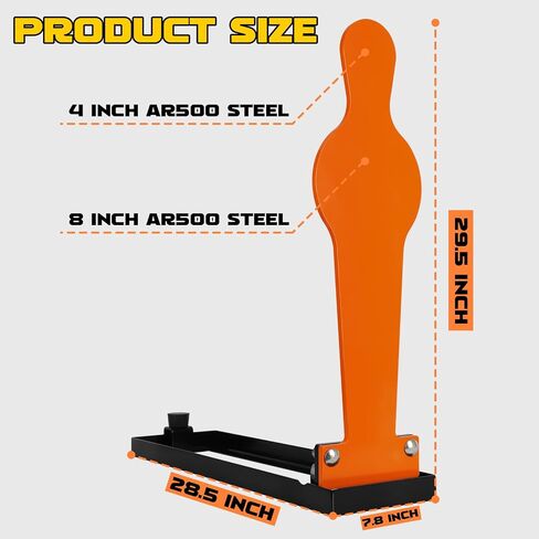 Highwild 28 "AR500 Steel 3/8" هدف بوبر لإعادة ضبط تلقائي سميك لإطلاق النار بالمسدس والبندقية - برتقالي in Kuwait