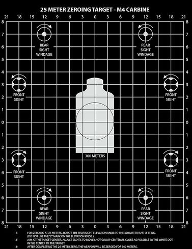 M4 Carbine 25 Meter Zeroing Target on EZ Peel Notepad in Saudi Arabia