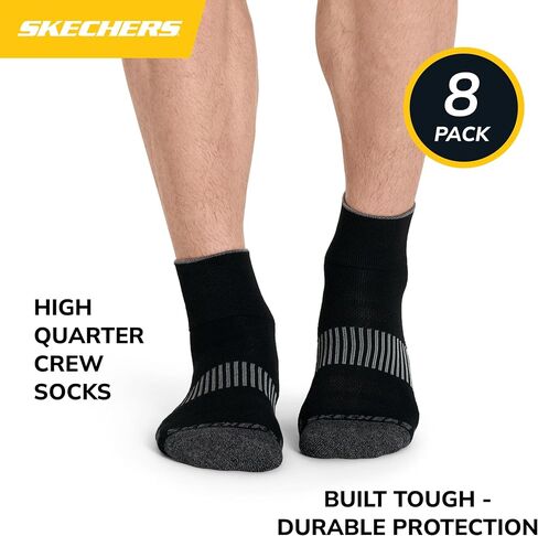 Skechers Men's 8-Pack Work Collection High Quarter Crew Socks, Extra Cushion & Mesh Ventilation in Saudi Arabia