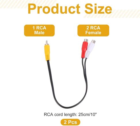MECCANIXITY 2pcs RCA Splitter Cable, 1RCA Female to 2RCA Male 5ft AV Audio Video Splitter Adapter Output Cable for Subwoofer Amplifier in Saudi Arabia