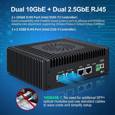 SJRC Mini PC 2x10 GbE RJ45, Firewall Appliance N150 (Upgraded N100) 8G DDR5 RAM 128G SSD, Dual i226V 2.5 Gbit LAN, S7 Pro OPNsense Micro Computer, 2xNVMe, 2xHD, Type-C, TF in Saudi Arabia