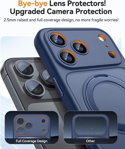 حامل مغناطيسي CANSHN يدور 360 درجة لهاتف iPhone 17 Pro مع التحكم في الكاميرا [حماية كاملة للكاميرا] [متوافق مع Magsafe] غطاء هاتف واقٍ شفاف غير لامع مقاوم للصدمات 6.3 بوصة - أزرق غامق in Kuwait