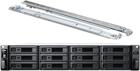 خادم Synology RackStation RS2423+ NAS مع وحدة المعالجة المركزية Ryzen 3.35 جيجا هرتز، وذاكرة 32 جيجا بايت، وتخزين محرك أقراص ثابتة 144 تيرابايت، ومنافذ LAN 10 جيجابت، وحزمة نظام تشغيل DSM مع مجموعة السكك الحديدية in Kuwait