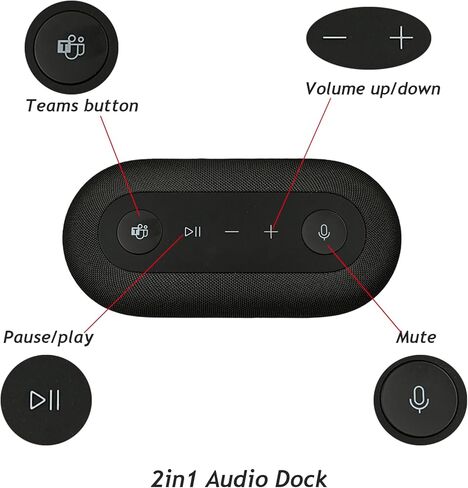قاعدة صوت 2 في 1 لمنصة صوت Microsoft - منصة صوت Microsoft Teams تصل إلى 90 ديسيبل SPL - تدعم وضع DP alt - صفيفان من الميكروفونات متعددة الاتجاهات تصل إلى شاشة مزدوجة، Windows 11/10، MacOS in Kuwait