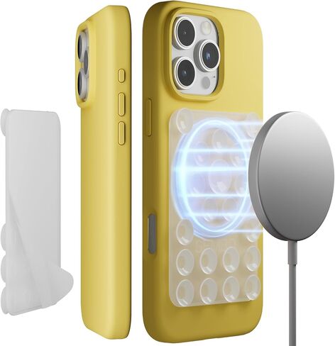مقبض لاصق للهاتف SEMBO UniSuction Lite [متوافق مع ملحقات MagSafe] حامل تثبيت بدون استخدام اليدين لـ TikTok والصور الذاتية ومقاطع الفيديو - 2.44 × 3.47 بوصة (شفاف) in Kuwait
