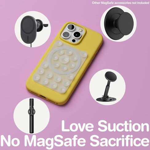 مقبض لاصق للهاتف SEMBO UniSuction Lite [متوافق مع ملحقات MagSafe] حامل تثبيت بدون استخدام اليدين لـ TikTok والصور الذاتية ومقاطع الفيديو - 2.44 × 3.47 بوصة (شفاف) in Kuwait