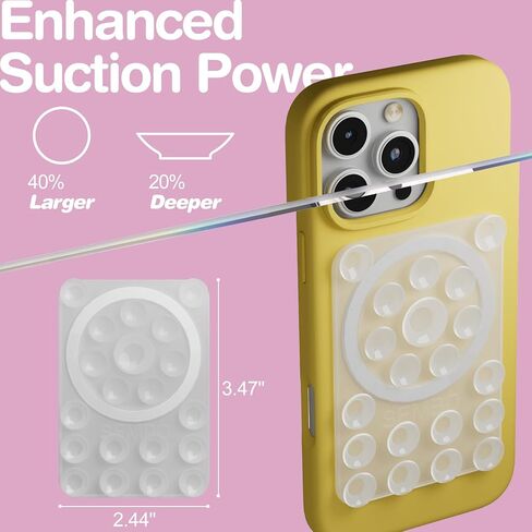 مقبض لاصق للهاتف SEMBO UniSuction Lite [متوافق مع ملحقات MagSafe] حامل تثبيت بدون استخدام اليدين لـ TikTok والصور الذاتية ومقاطع الفيديو - 2.44 × 3.47 بوصة (شفاف) in Kuwait