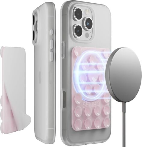 مقبض لاصق للهاتف SEMBO UniSuction Lite [متوافق مع ملحقات MagSafe] حامل تثبيت بدون استخدام اليدين لـ TikTok والصور الذاتية ومقاطع الفيديو - 2.44 × 3.47 بوصة (شفاف) in Kuwait