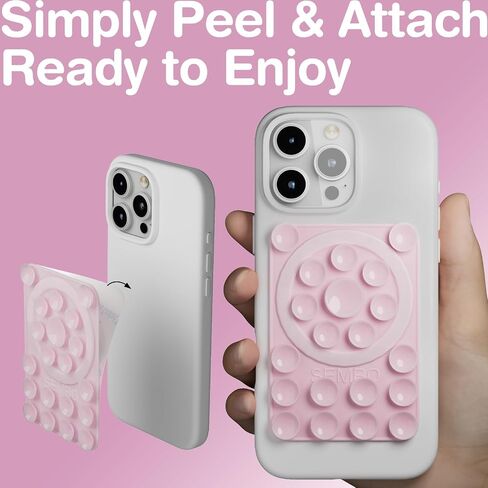 مقبض لاصق للهاتف SEMBO UniSuction Lite [متوافق مع ملحقات MagSafe] حامل تثبيت بدون استخدام اليدين لـ TikTok والصور الذاتية ومقاطع الفيديو - 2.44 × 3.47 بوصة (شفاف) in Kuwait
