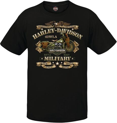 Harley-Davidson Military - Men's Graphic Short Sleeve Crew Neck T-Shirt - Overseas Tour | War Bike in Kuwait
