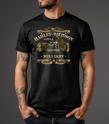 Harley-Davidson Military - Men's Graphic Short Sleeve Crew Neck T-Shirt - Overseas Tour | War Bike in Kuwait