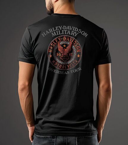 Harley-Davidson Military - Men's Graphic Short Sleeve Crew Neck T-Shirt - Overseas Tour | War Bike in Kuwait