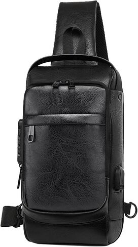 حقيبة كروس للرجال مع شحن USB وحقيبة سفر مضادة للسرقة للرجال Daypack (بني) in Saudi Arabia