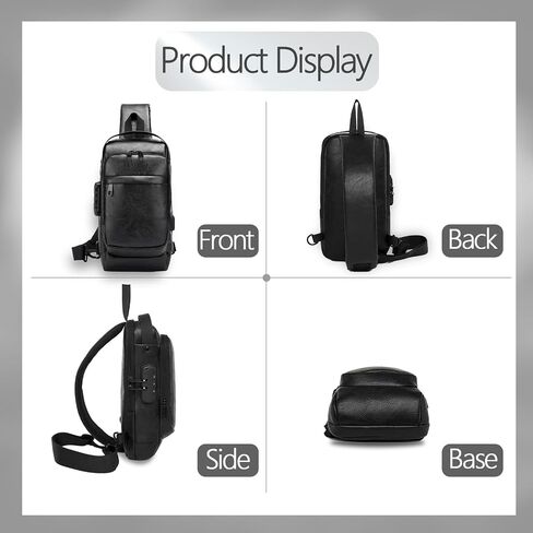 حقيبة كروس للرجال مع شحن USB وحقيبة سفر مضادة للسرقة للرجال Daypack (بني) in Saudi Arabia