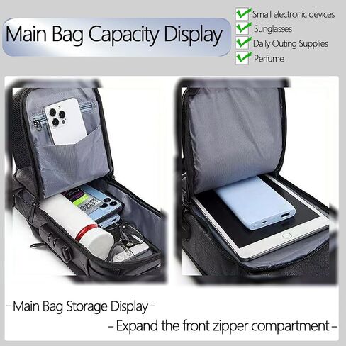 حقيبة كروس للرجال مع شحن USB وحقيبة سفر مضادة للسرقة للرجال Daypack (بني) in Saudi Arabia