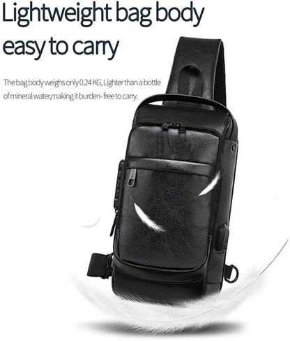 حقيبة كروس للرجال مع شحن USB وحقيبة سفر مضادة للسرقة للرجال Daypack (بني) in Saudi Arabia