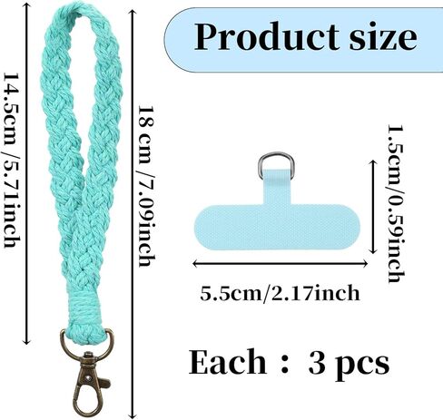 3 Pcs Phone Wrist Strap, CellPhone Lanyard with Tether Tab, Wrist Phone Lanyards, Universal Smartphone Wristlet Keychain for Women Men in Kuwait