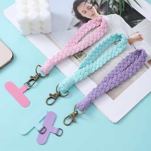 3 Pcs Phone Wrist Strap, CellPhone Lanyard with Tether Tab, Wrist Phone Lanyards, Universal Smartphone Wristlet Keychain for Women Men in Kuwait